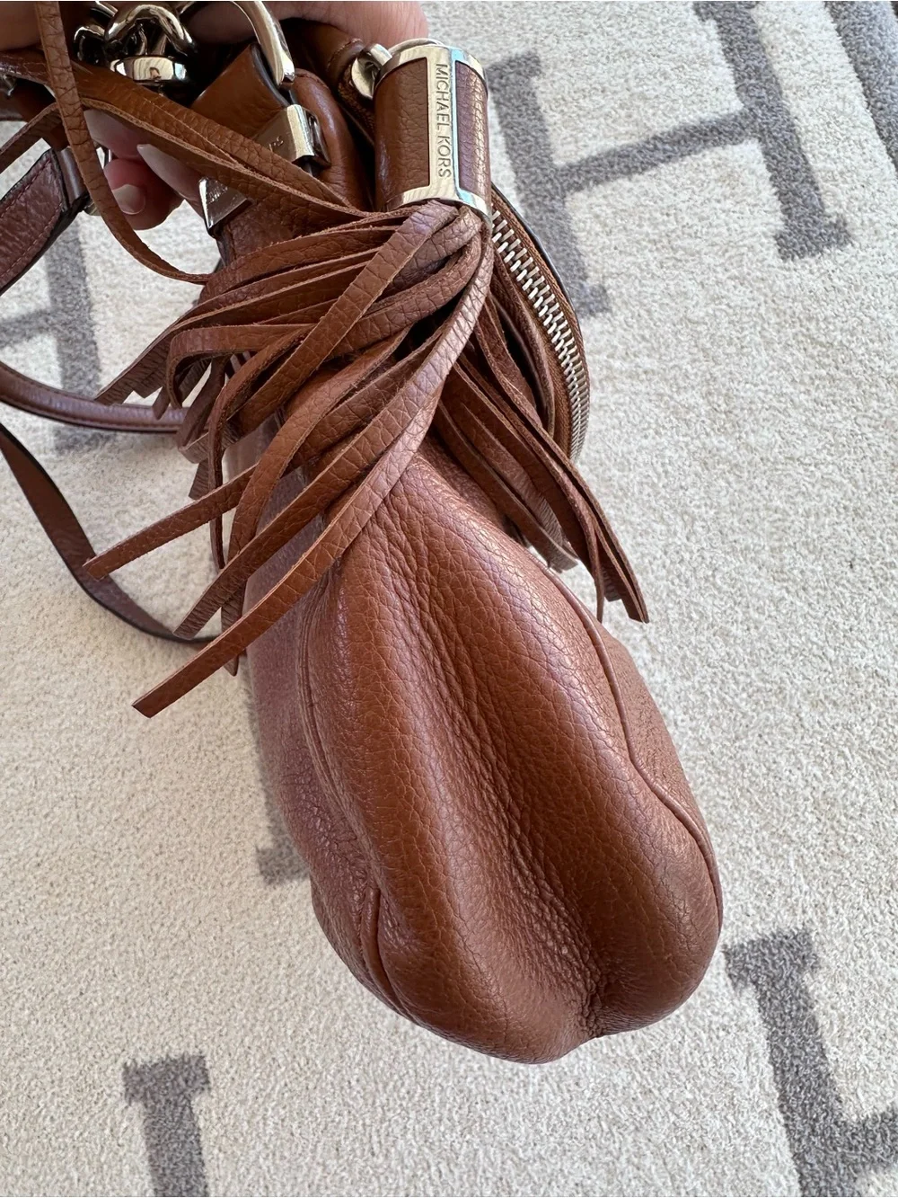 Michael Kors Cognac Leather Tassel Shoulder Bag